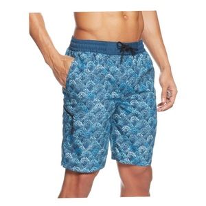 Kenneth Cole Turquoise Blue Ocean Waves Swim Surf Volley Trunks Size Large